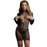 LONG SLEEVE FISHNET DRESS BLACK O/S